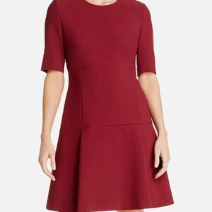 Hugo Boss Women's "Dobella" Vine Red Short Sleeve Fit & Flare Dress